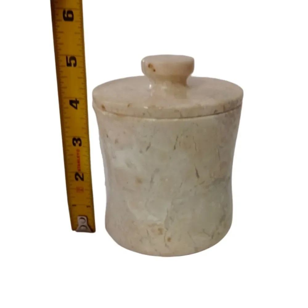 Vintage Travertine Marble Canister Bathroom HEAVY Beige Natural Stone Farmhouse.